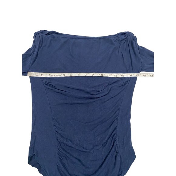 Free People‎ Night We Met Off Shoulder Long Sleeve Blue Top Size S - Picture 6 of 7